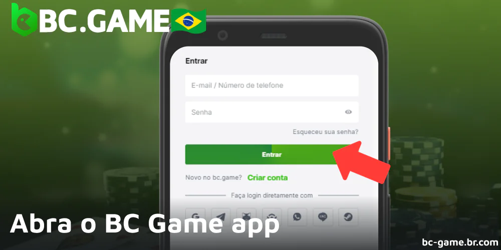 Abra o BC Game app