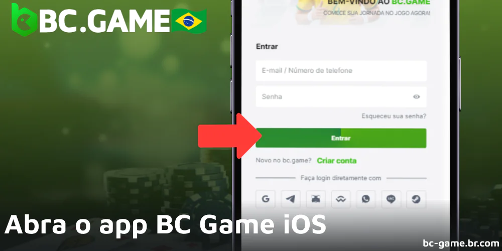 Abra o app BC Game