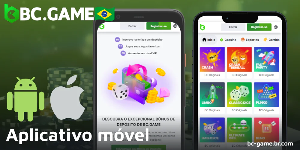 Aplicativo móvel do cassino BC Game disponível para Android e iOS