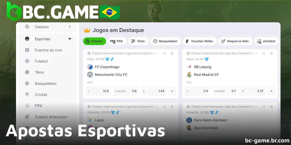 Opções de apostas esportivas no BC Game para jogadores brasileiros