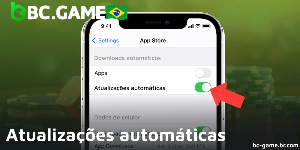 Atualizações automáticas do aplicativo móvel BC Game no Brasil
