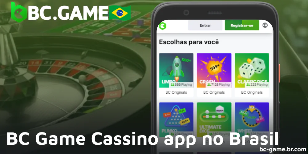 Jogue jogos de cassino no aplicativo móvel BC Game