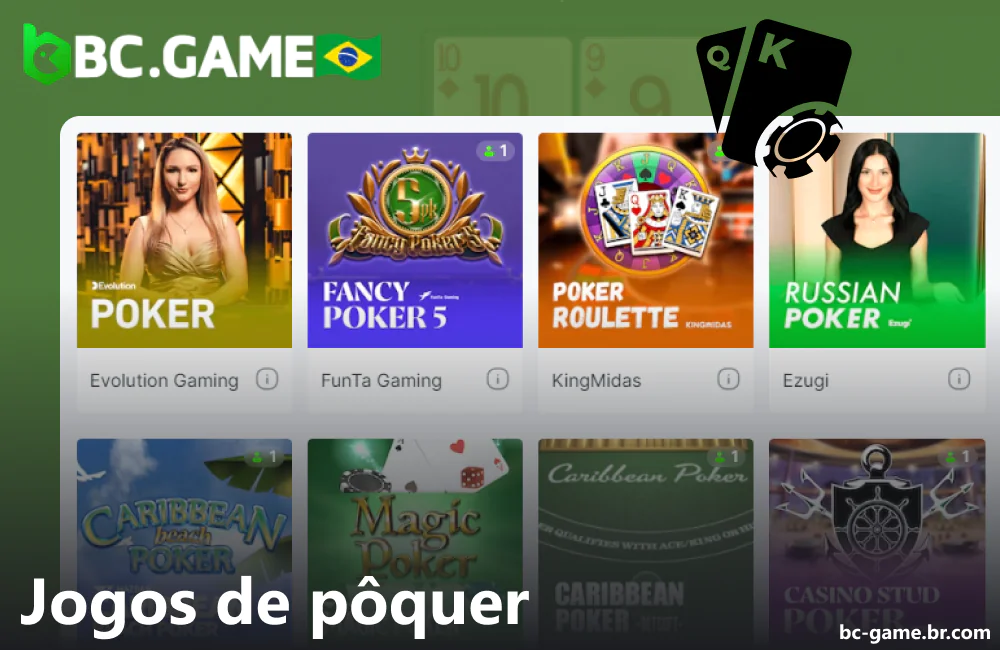 Os jogos de pôquer on-line disponíveis no cassino BC Game no Brasil