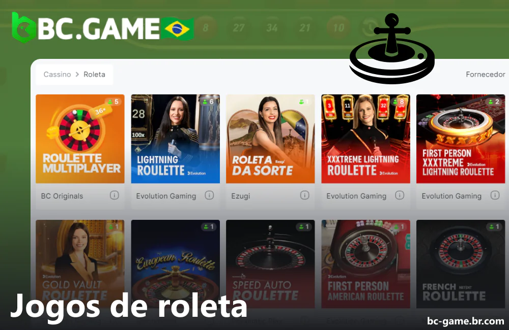 Jogos de roleta disponíveis no cassino online BC Game no Brasil