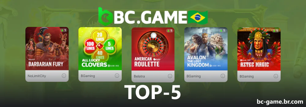 Os 5 melhores jogos de caça-níqueis disponíveis no cassino on-line BC Game