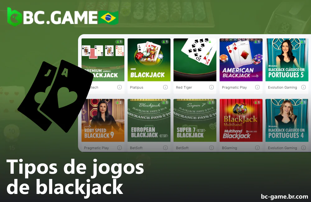 Os tipos de jogos de Blackjack disponíveis no cassino on-line BC Game
