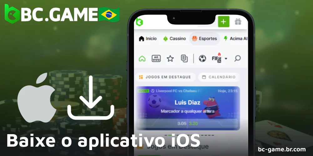 Aplicativo móvel iOS do BC Game para jogadores do Brasil