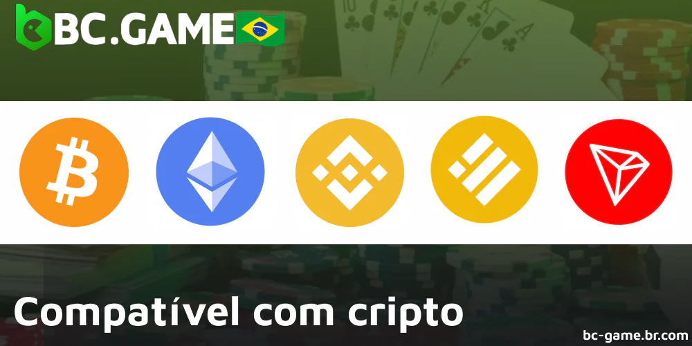 Opções de pagamento em criptomoeda disponíveis no BC Game no Brasil