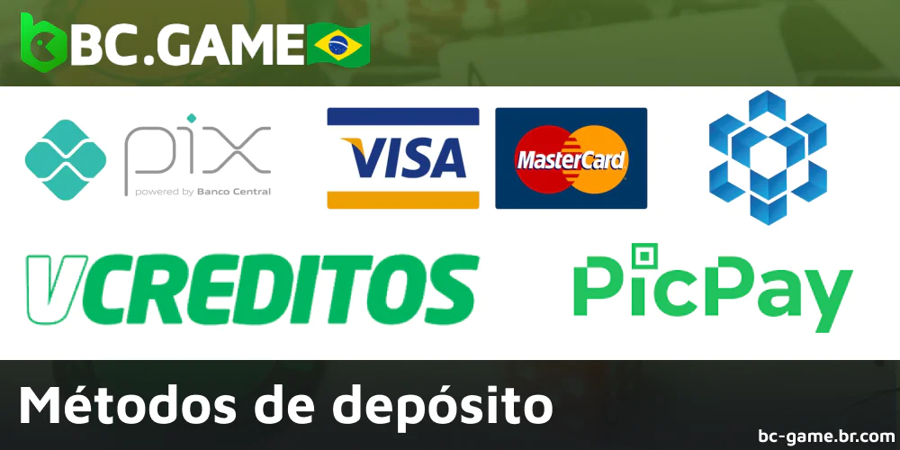 Métodos de depósito disponíveis no BC Game Brasil