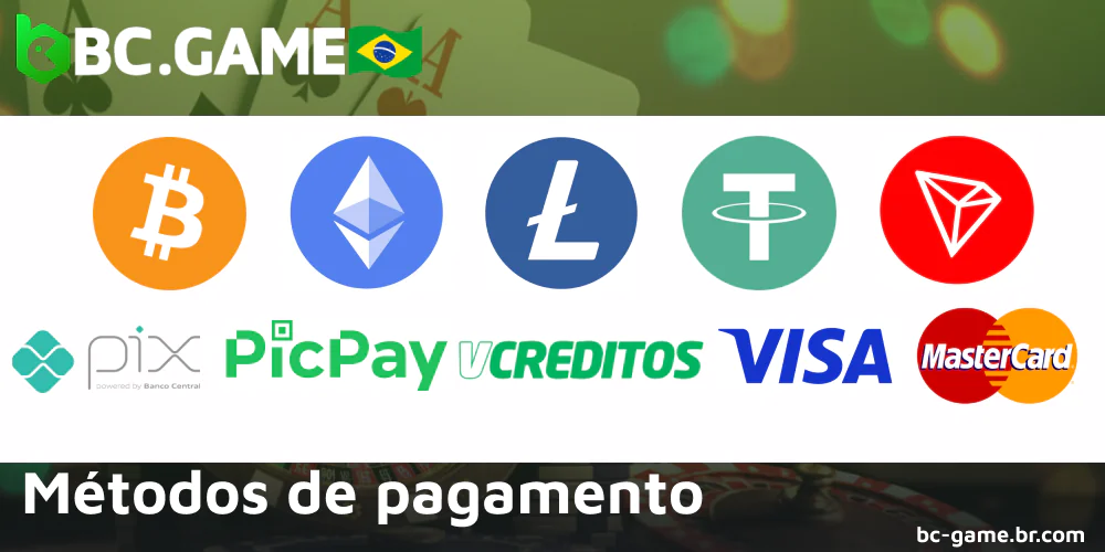 Métodos de pagamento do BC Game disponíveis no Brasil