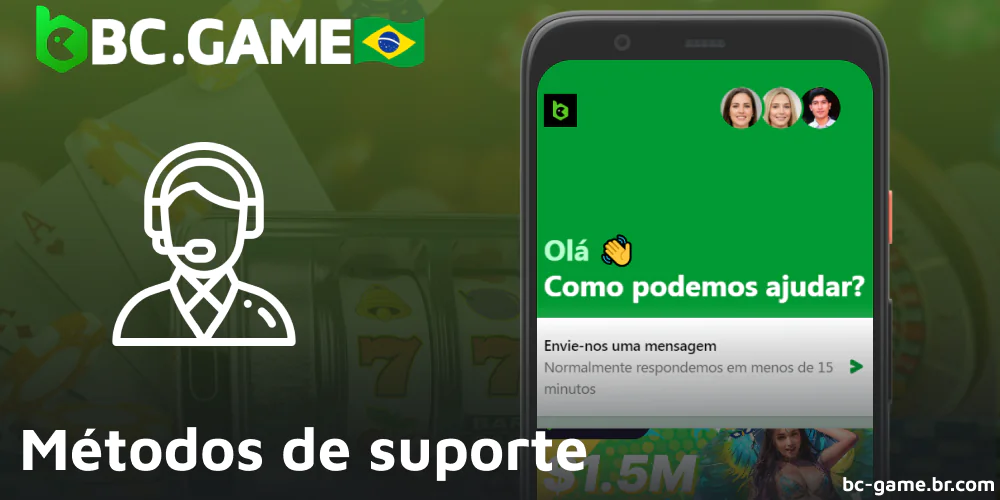 Métodos de suporte disponíveis na BC Game Brasil