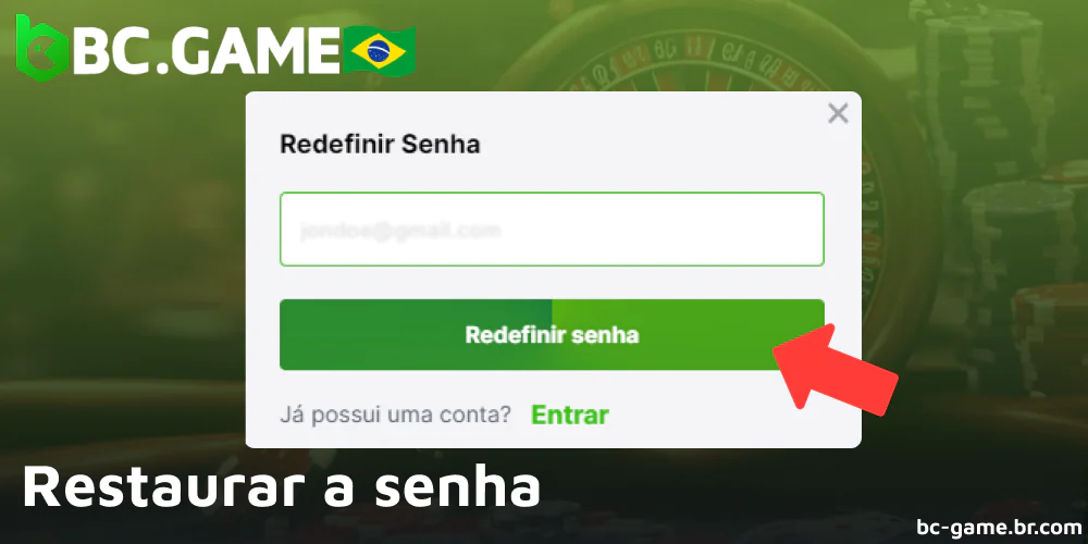 Instruções sobre como restaurar a senha no cassino online BC Game no Brasil